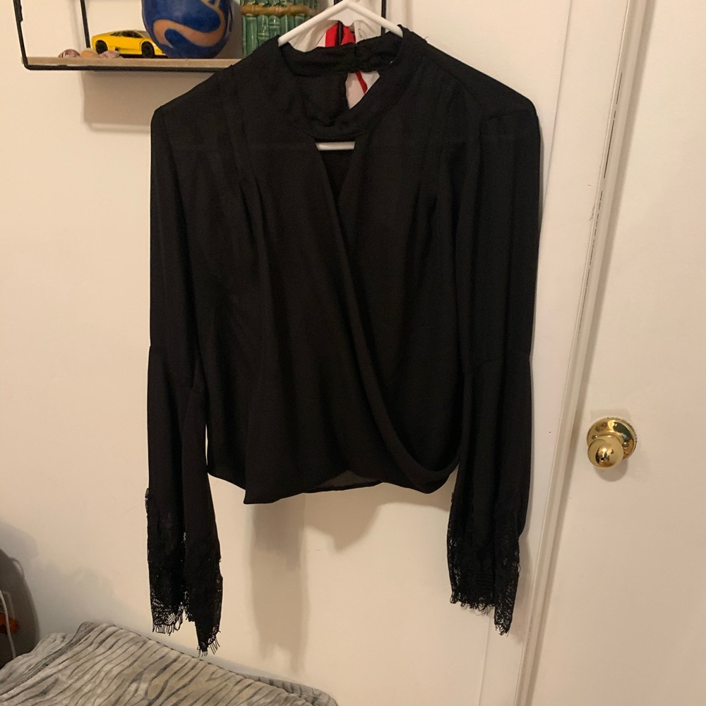 Black Bell Sleeved Top